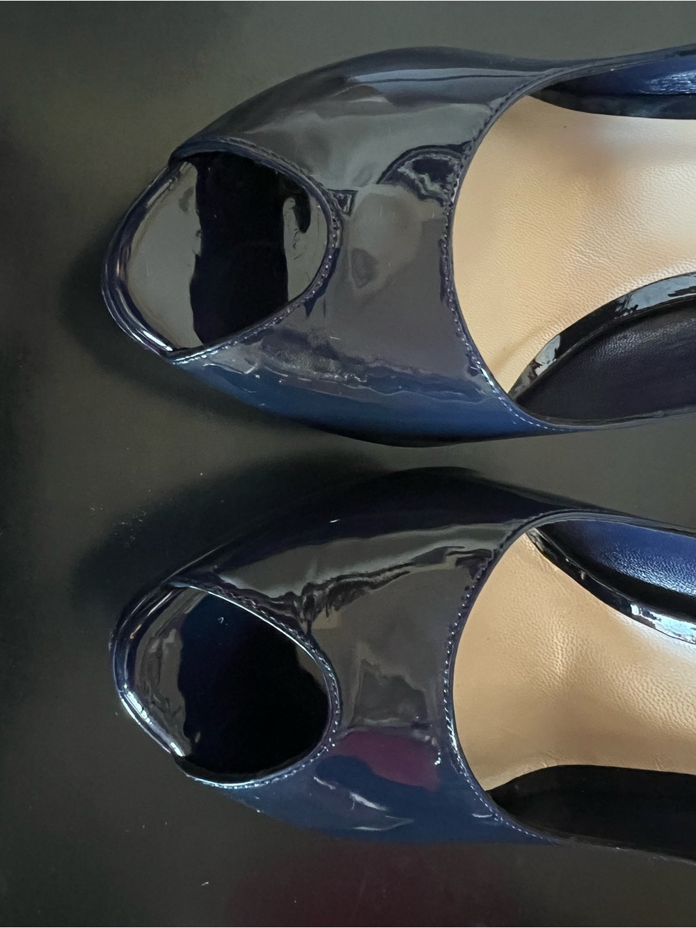 Dior Miss Dior Navy Patent Peep-Toe Stiletto Heels size 40 - Picture 6 of 9